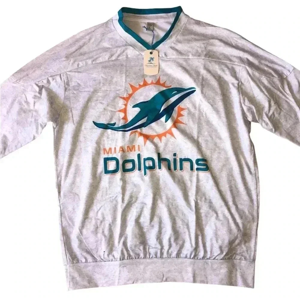 Hawaiian shirts NFL Miami Dolphins crew neck sweater L